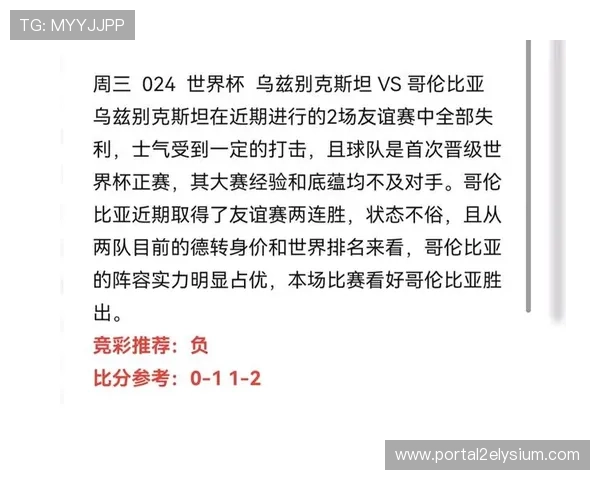 2026年世界杯乌兹别克斯坦与哥伦比亚比赛赛前数据统计与中文分析报告